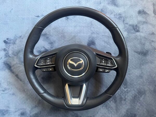 送料無料 MAZDA6 GJアテンザ後期 マツダ純正 カバー付 ステアリング ハンドル 本革 ヒーター付き