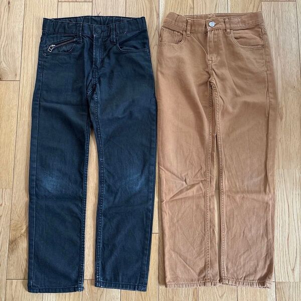H&M エイチアンドエム デニム ブラックデニム チノパン ズボン ベージュ ブラック キッズ 130 7-8Y デニムパンツ