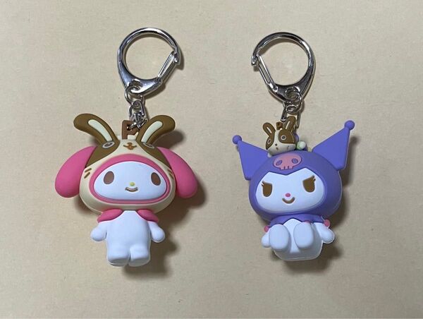 【新品未使用】サンリオ ハローキティ マイメロ クロミ うさっぴー 立体ラバーキーホルダー 2個
