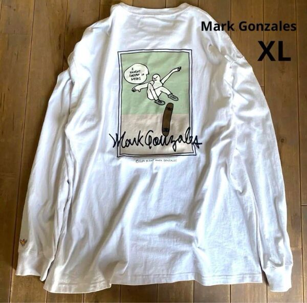 Mark Gonzales ロンT XL ホワイト スケボー 長袖 Tシャツ カットソー トップス カジュアル