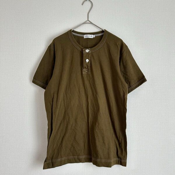 sans limite サンリミット ヘンリーネックTシャツ カーキ メンズ 日本製 綿100% サイズ0 M a1953
