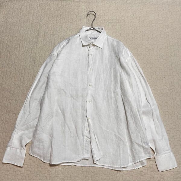ヴィンテージ used 古着 リネンシャツ 長袖 USA製 ホワイト カジュアルシャツ トップス a1980