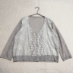 JE CROIS SOI ジュクロイスソワ レースと刺繍がおしゃれなカーディガン 薄手 長袖 Vネック 羽織 上着 a1984