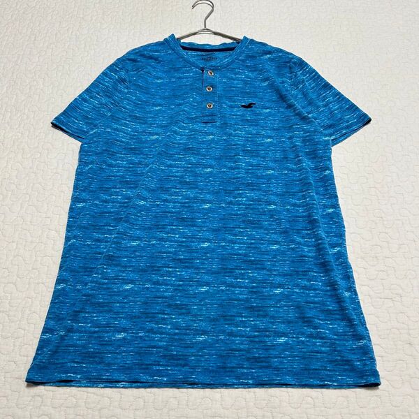 Hollister ヘンリーネックTシャツ メンズ ブルー系 M カットソー 半袖 トップス a2026