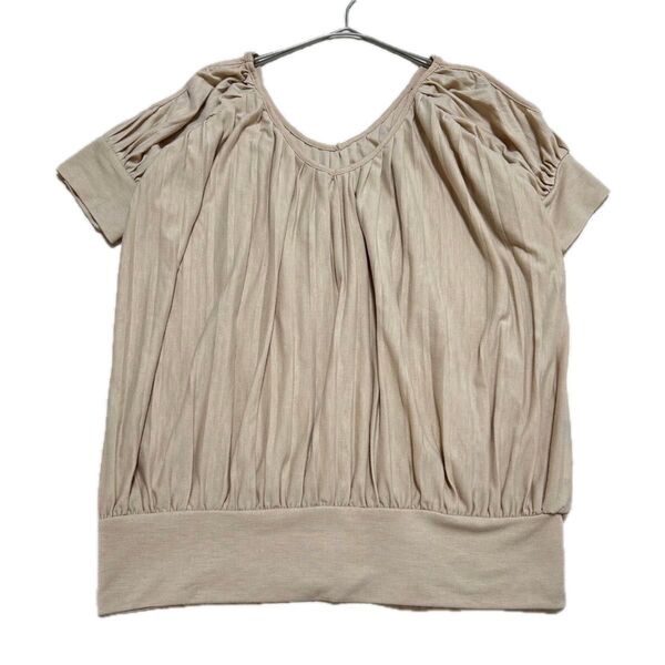 DURER デュレル 半袖カットソー トップス Tシャツ ブラウス Vネック 肩スパンコール付き オフショルダー 肩出し