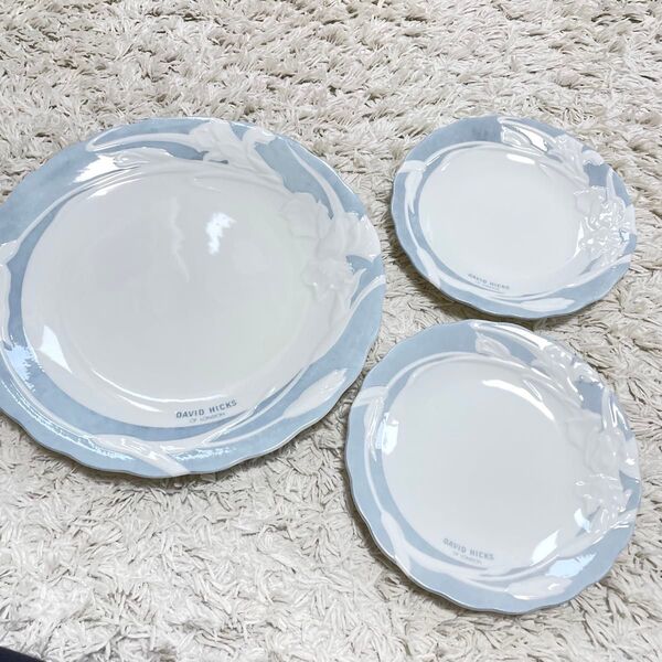 DAVID HICKS デービッドヒックス 大皿 小皿 食器 まとめ 3枚セット プレート 皿 花柄 洋食器 食器 大皿