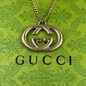 【極美品】 グッチ GUCCI ネックレス ペンダント ゴールド インターロッキング ビッグロゴ