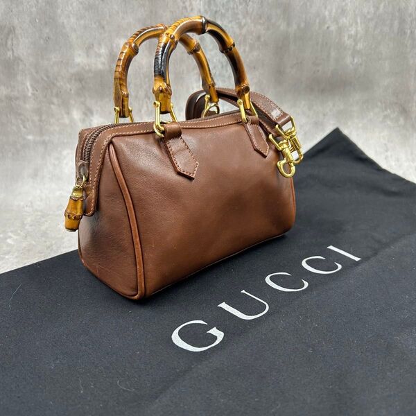 【美品】 GUCCI グッチ オールドグッチ ショルダーバッグ 2way バンブー ハンドバッグ ブラウン ビンテージ