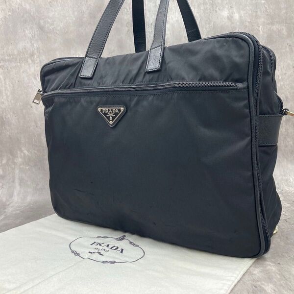 プラダ ビジネスバッグ 2way トートバッグ A4 PC 出張 三角ロゴ ブリーフケース テスート ナイロン ネロ ブラック 黒