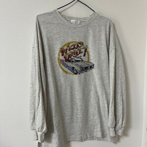 ロンT Tシャツ 白 長袖Tシャツ 長袖プリントTシャツ 古着 長袖