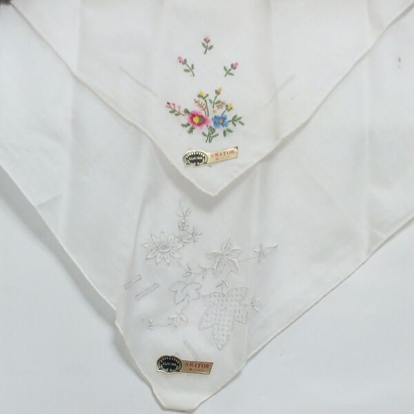 SWATOW 刺繍ハンカチ 2枚セット ホワイト