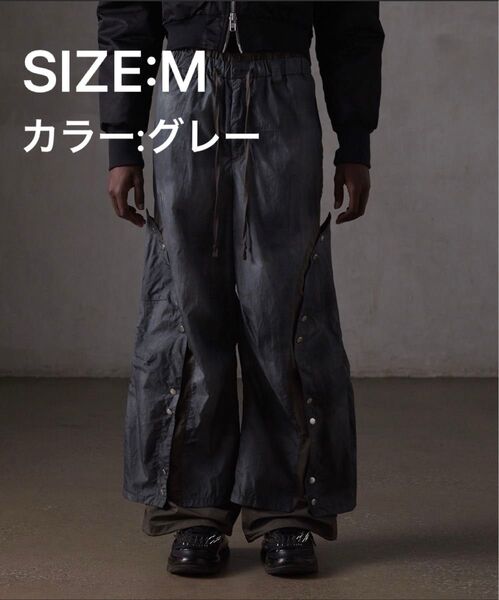 Button Layered Design Nylon Pants ボタンレイヤードデザインナイロンパンツ Mサイズ GRANCY