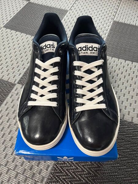 美品 26.5cm アディダス スタンスミス stan smith ネイビー エナメル g05102 箱付き