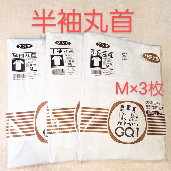 GUNZE GQ-5014 半袖Tシャツ Mサイズ 3枚セット 半袖丸首 白 アンダーシャツ 肌着 グンゼ 丸首半袖Tシャツ