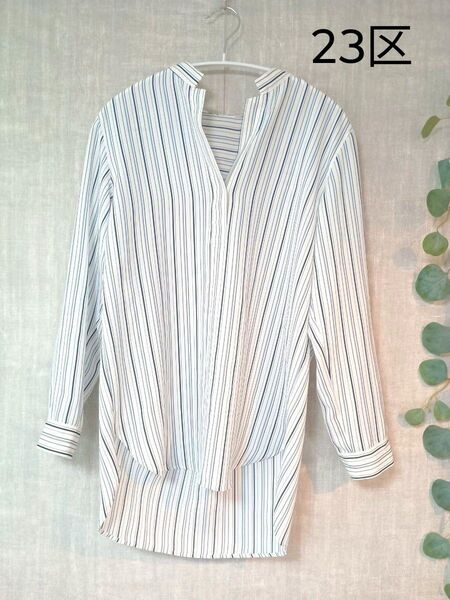 美品 23区 ニジュウサンク スキッパー シャツ ブラウス プルオーバー
