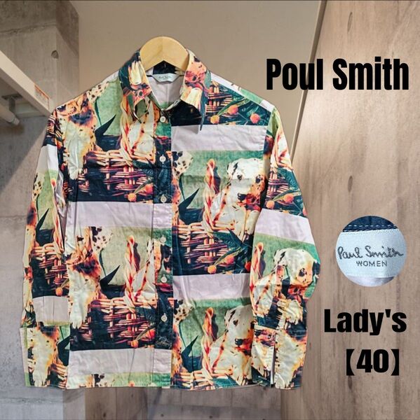 ポールスミス Paul Smith/ WOMEN 犬プリント長袖 シャツ 薄手長袖コットンシャツ オンワード樫山/レディース40