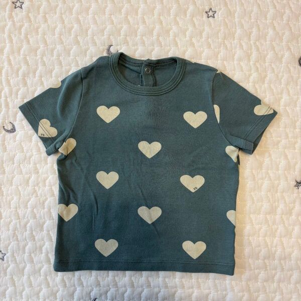 プチバトー ハート柄Tシャツ 12m/74cm