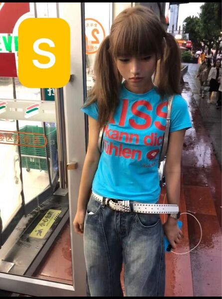 半袖 Tシャツ トップス y2k ピチT ギャル 平成 ロゴT グランジ S