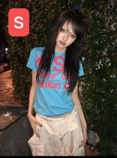 半袖 KISS Tシャツ y2k ピチT ギャル 平成 ロゴT グランジ S
