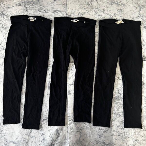 【110cm】未使用品 3枚セット H&M キッズ 黒 レギンス スパッツ 綿