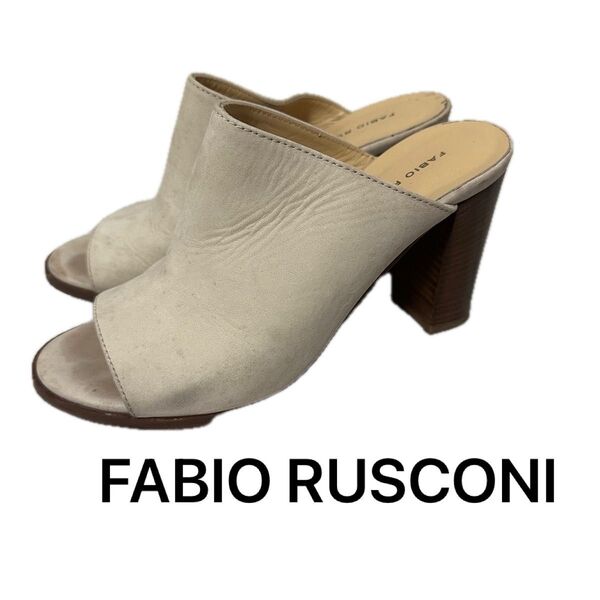 FABIO RUSCONI ベージュ オープントゥミュール サンダル スウェード スエード レザー