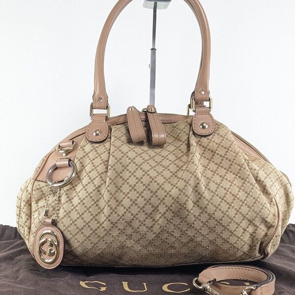 グッチ トートバッグ ショルダーバッグ 2way ディアマンテ キャンバス A4 GUCCI トート GGキャンバス 保存袋
