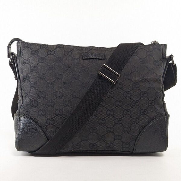 グッチ ショルダーバッグ メッセンジャーバッグ GGキャンバス ブラック GUCCI クロスボディ 斜め掛け キャンバス GG柄
