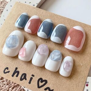 【現品】ネイルチップ マグネット クリーム ショートオーバル