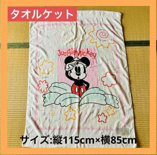 ②中古 Jungle Mickey タオルケット ディズニー ジャングルミッキー