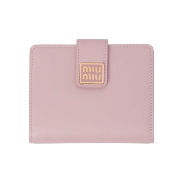 《綺麗》miumiu ミュウミュウ 二つ折り財布 ピンク ベージュ マトラッセ