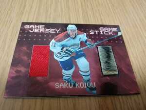 Saku Koivu actual use jersey & stick entering card Finland * Star 