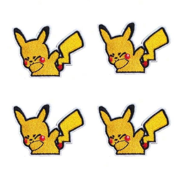4枚セット ポケモン ピカチュウ 刺繍アイロンワッペン アップリケ アイロンパッチ モンスターボール ポケットモンスター
