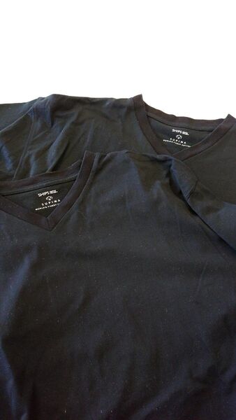 SHIPS any: シップスエニィ SUPIMA Vネック 半袖 Tシャツスーピマコットン100% 黒 L 二枚セット 完売