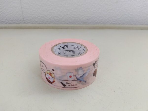 マスキングテープ どうぶつ アニマル ラブレター 残量たっぷり 薄ピンク 2.5cm巾