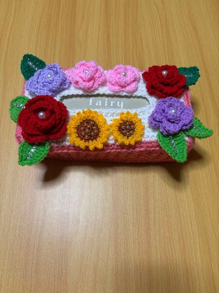ボックスティッシュカバー ハンドメイド 薔薇 ひまわり