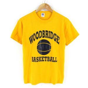 【90's】RUSSEL ATHLETIC ビンテージ USA製 WOODBRIDGE BASKETBALL Tシャツ S イエロー 黄色 ラッセルアスレチック