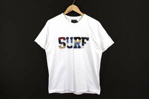 GUARANTEED パッチワーク SURF デザイン Tシャツ M ホワイト 白 半袖 TEE 綿 ワッペン ギャランティード