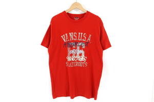 【年代物】VANS × STUSSY オールドスケート Tシャツ L レッド 赤 半袖 TEE フロントプリント バンズ USA