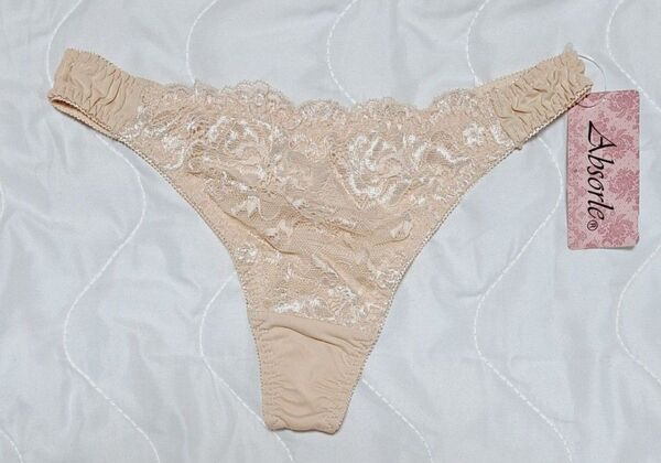 新品 アブソール Tバック ショーツ L ベージュ 花柄レース セクシー 下着 ランジェリー タンガ ソング