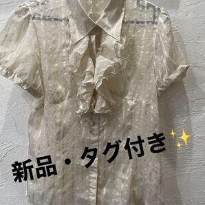 【新品・タグ付き】シフォン半袖ブラウス