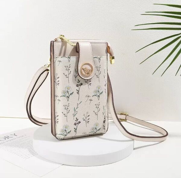 スマホポーチ スマホショルダーお財布ショルダー 肩掛け 携帯 バック 花柄 縦型 スマホポーチ お財布ポシェット かわいい 軽量