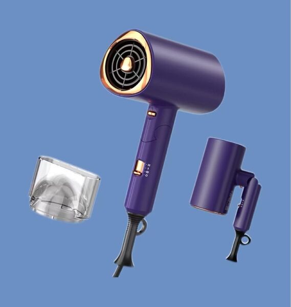 ドライヤー 大風量 速乾 ヘアドライヤー 高濃度マイナスイオン 1200w 紫