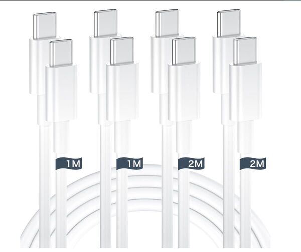 USB C ケーブル 1M/2M各2本PD対応60W超急速充電USB-C各種対応