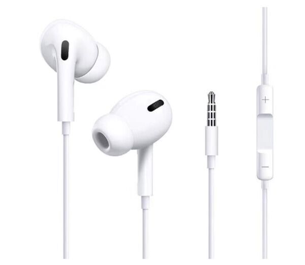 有線イヤホン重低音マイク付き 3.5mm 多機種対応 (ホワイト)