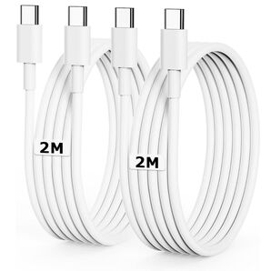USBCケーブル2M2本PD対応60WiPhone15 、16対応 (ホワイト)