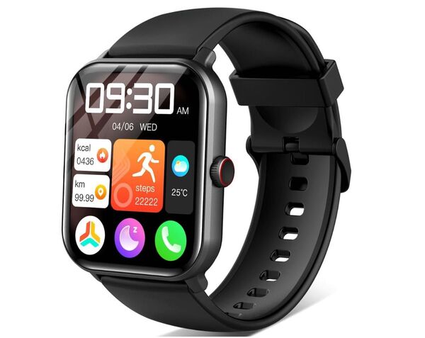 スマートウォッチBluetooth5.3通話機能1.9インチ大画面 Black