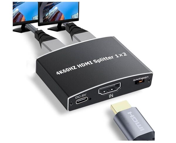 HDMIスプリッター 1入力 2出力 4K@60Hz 同時出力 日本語取説書