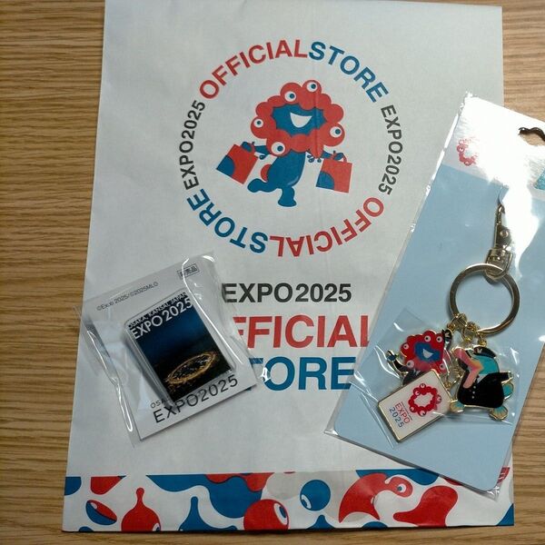 EXPO2025ミャクミャク&イコちゃん三連メタルキーホルダーと限定非売品万博ピンズ!