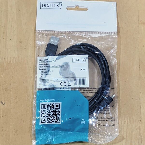 DIGITUS USB2.0 接続ケーブル 1.8m Type A-miniB 新品未開封