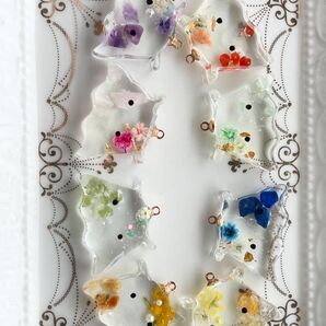 めんだこチャーム シトリン 水晶 かすみ草 黄色